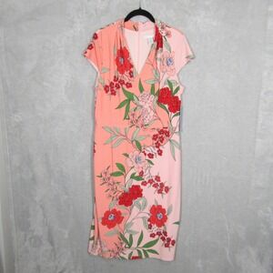 London Times Women's Floral Print V-Neck Midi Dress Size 12 Career New